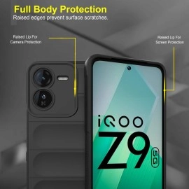Zapcase Back Case Cover for iQOO Z9 5G | Compatible for iQOO Z9 5G Back Case Cover | Matte Case | Liquid Silicon Magic Case for iQOO Z9 5G with Camera Protection |Black