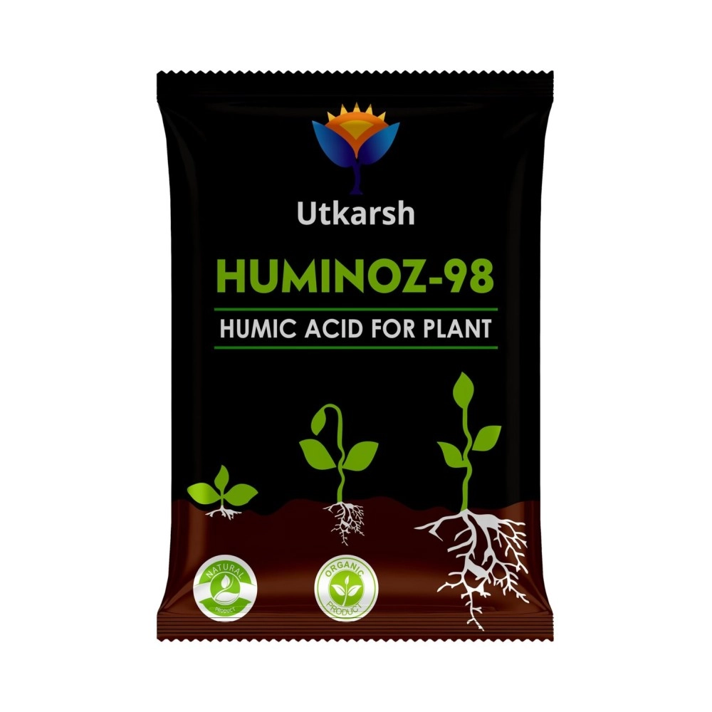 Utkarsh Huminoz-98 Humic Acid (98%) for Plants | Fertilizer for Potted Plants, Home Garden, Growth Enhancer, Soil Conditioner, Improves Root System | (Set of 1; 250 gm)