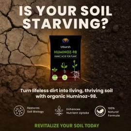 Utkarsh Huminoz-98 Humic Acid (98%) for Plants | Fertilizer for Potted Plants, Home Garden, Growth Enhancer, Soil Conditioner, Improves Root System | (Set of 1; 250 gm)