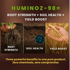 Utkarsh Huminoz-98 Humic Acid (98%) for Plants | Fertilizer for Potted Plants, Home Garden, Growth Enhancer, Soil Conditioner, Improves Root System | (Set of 1; 250 gm)
