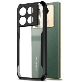 Fashionury Shockproof Crystal Clear Back Cover Case for Infinix Note 40 Pro 5G | 360 Degree Protection | Protective Design | Transparent Back Cover Infinix Note 40 Pro 5G (Black Bumper)