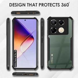 Fashionury Shockproof Crystal Clear Back Cover Case for Infinix Note 40 Pro 5G | 360 Degree Protection | Protective Design | Transparent Back Cover Infinix Note 40 Pro 5G (Black Bumper)