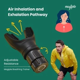 Magiple Breathing Trainer, Lung Capacity Exercise Device and Lung Exerciser for Respiratory Muscle Exercise and Increased Sports Breathing Fitness| Lungs Exercise Equipment | Men and Women | Black
