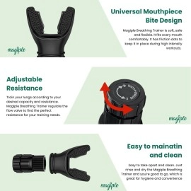 Magiple Breathing Trainer, Lung Capacity Exercise Device and Lung Exerciser for Respiratory Muscle Exercise and Increased Sports Breathing Fitness| Lungs Exercise Equipment | Men and Women | Black