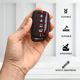 Keycept Tristar key cover for Hyundai Creta | Venue | Alcazar | i20 | Tucson | N Line | EV and facelift models for 4 Buttons Smart Key (Black)