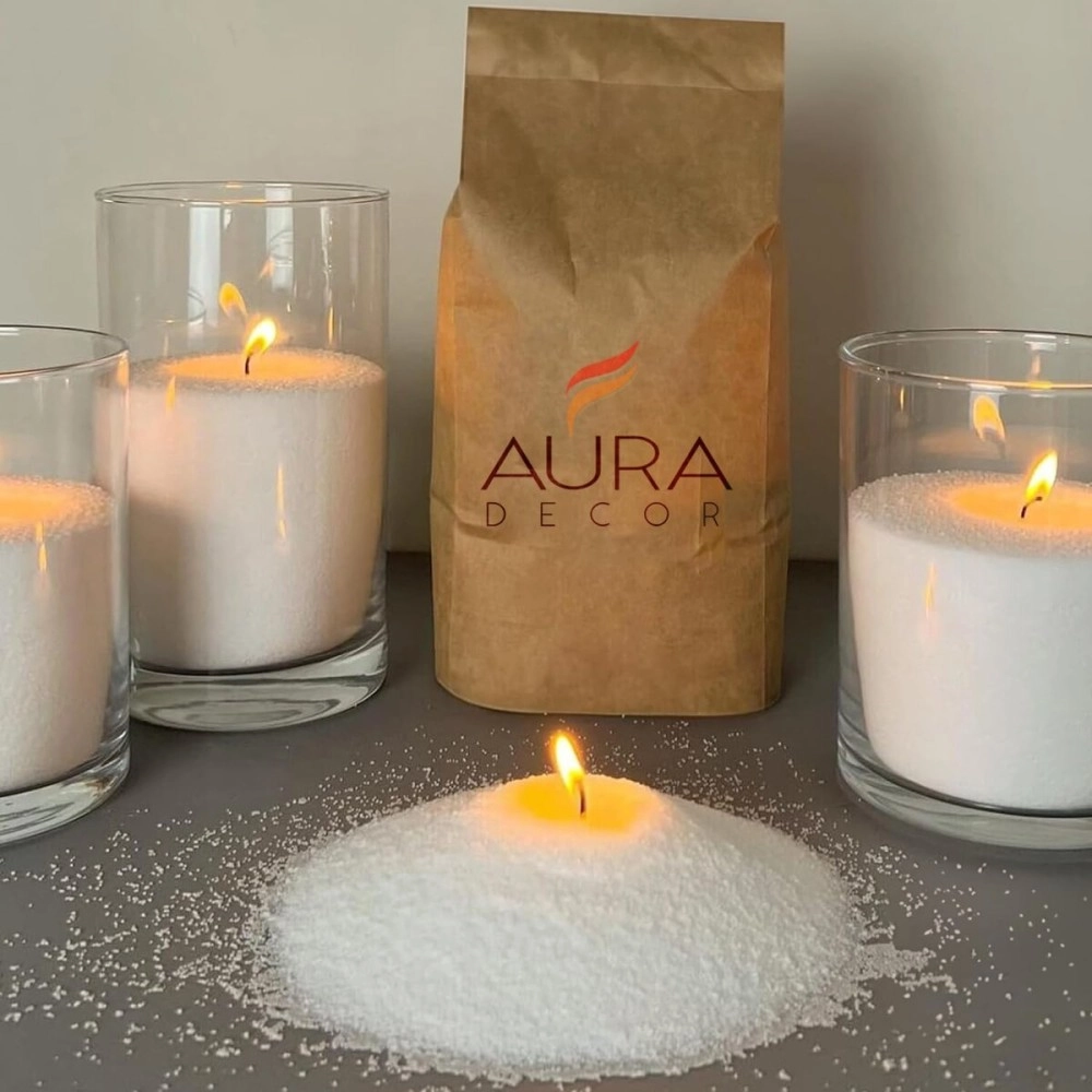 AuraDecor Pearl Sand Wax with Cotton Wicks, Natural Granulated Wax for Making Customized Unscented Candle Home Decor, Wedding, Festival, Gift (Sand Wax, 500 Gm)