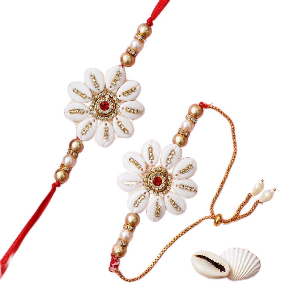 Webelkart Rakhi for Bhaiya and Bhabhi Lumba Floral Rakhi | Rakhi Gifts, Rakhi for Sister |Brother and Bhabhi Gift for Rakhshbandhan with Roli Chawal Pack Multicolor Rakhi Handmade