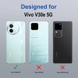 Zapcase Back Case Cover for Vivo V30e 5G | Compatible for Vivo V30e 5G Back Case Cover | Case Cover for Vivo V30e 5G with Camera Protection | (TPU + PC | Translucent Black)