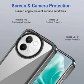 Zapcase Back Case Cover for Vivo V30e 5G | Compatible for Vivo V30e 5G Back Case Cover | Case Cover for Vivo V30e 5G with Camera Protection | (TPU + PC | Translucent Black)