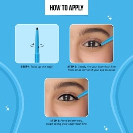 SUGAR POP 24 Hour Waterproof Kajal - Black - Super pigmented | Smudge-proof | 24 hour wear formula | Sharpener included