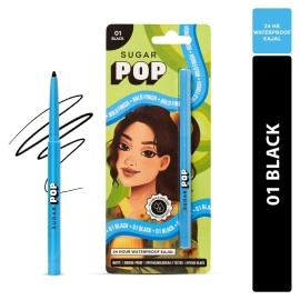 SUGAR POP 24 Hour Waterproof Kajal - Black - Super pigmented | Smudge-proof | 24 hour wear formula | Sharpener included