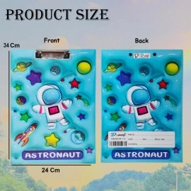 PARTEET Space Exam Pad for Kids Wooden Cardboard, Clipboard Bubble,Cardholder for Students, Kids, Teachers A4 Letter Size Writing Examination Pad/Exam Pad/Writing Pad Return Gift for Kids(Blue)