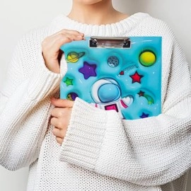 PARTEET Space Exam Pad for Kids Wooden Cardboard, Clipboard Bubble,Cardholder for Students, Kids, Teachers A4 Letter Size Writing Examination Pad/Exam Pad/Writing Pad Return Gift for Kids(Blue)