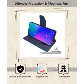 SBMS Motorola Moto Edge 50 Fusion 5G Flip Cover Case Back Cover Case with Magnatic Closure | Inbuilt Stand | Card & Money Pocket (Mat Blue)