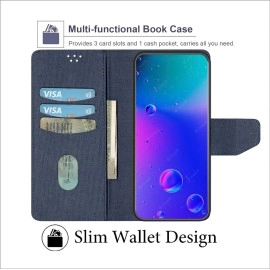 SBMS Motorola Moto Edge 50 Fusion 5G Flip Cover Case Back Cover Case with Magnatic Closure | Inbuilt Stand | Card & Money Pocket (Mat Blue)