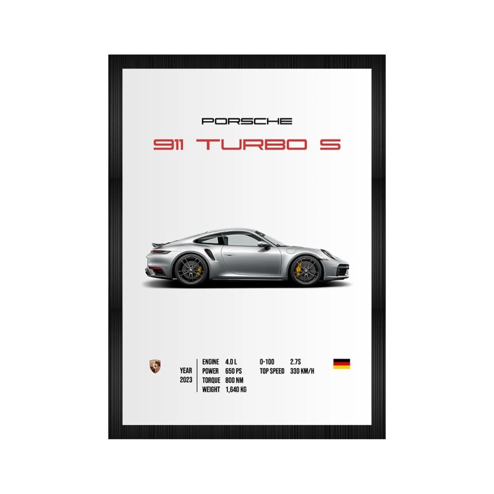 CodersParadise Porsche 911 Turbo S Wall Poster Frames | Aesthetic A4 Poster Frames For Home, Living Room, Bedroom and Office | Wall Frames Artworks | Hanging Theme Posters