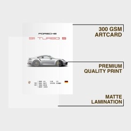 CodersParadise Porsche 911 Turbo S Wall Poster Frames | Aesthetic A4 Poster Frames For Home, Living Room, Bedroom and Office | Wall Frames Artworks | Hanging Theme Posters