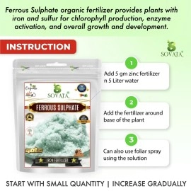 Sovata Ferrous Sulphate, Powerful Essentail Organic Fertilizer For Overall Healthy And Fast Growth Of All Plants. (200 Gm), Powder Form