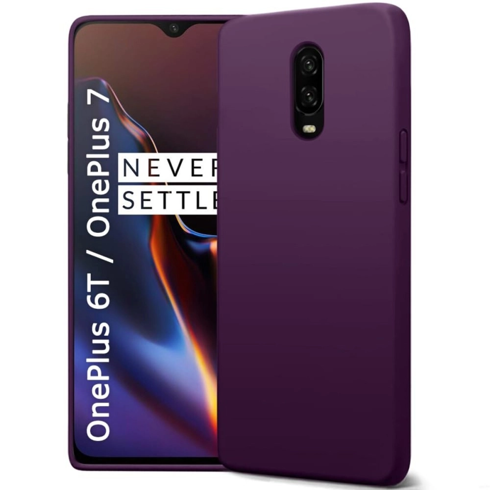 TheGiftKart Liquid Silicone Back Cover Case for OnePlus 6T / Oneplus 7 | Soft Micro-Fibre Lining Inside | Camera Protection Bump | Shockproof Back Cover for OnePlus 6T / Oneplus 7 (Silicone, Purple)