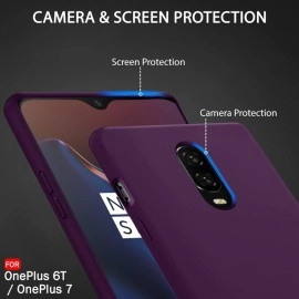 TheGiftKart Liquid Silicone Back Cover Case for OnePlus 6T / Oneplus 7 | Soft Micro-Fibre Lining Inside | Camera Protection Bump | Shockproof Back Cover for OnePlus 6T / Oneplus 7 (Silicone, Purple)