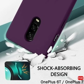 TheGiftKart Liquid Silicone Back Cover Case for OnePlus 6T / Oneplus 7 | Soft Micro-Fibre Lining Inside | Camera Protection Bump | Shockproof Back Cover for OnePlus 6T / Oneplus 7 (Silicone, Purple)
