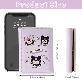 PALAY Girls Wallet Kawaii Sanrio Kawaii Girls Purse Cartoon Kuromi Card Bag Coin Bag for Girls Purple Trio-fold Purse Kawaii Kuromi Purse Wallet Cash Bag Gift for Girls Birthday Gift for Girls