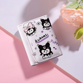 PALAY Girls Wallet Kawaii Sanrio Kawaii Girls Purse Cartoon Kuromi Card Bag Coin Bag for Girls Purple Trio-fold Purse Kawaii Kuromi Purse Wallet Cash Bag Gift for Girls Birthday Gift for Girls