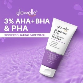 Glowelle 3% AHA+BHA & PHA Skin Exfoliating Face Wash, Reduces Hyperpigmentation, Gently Exfoliates Skin for a Oil-free Skin, With Witch Hazel Extract, For All Skin Types - 100ml