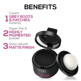 RENEE Cover-Up Hair Powder- Black, Helps Cover Grey Roots & Bald Spots Instantly, Highly Pigmented, Fuller and Denser, Long-Lasting & Matte Finish, Powder for Flawless Application, 4gm