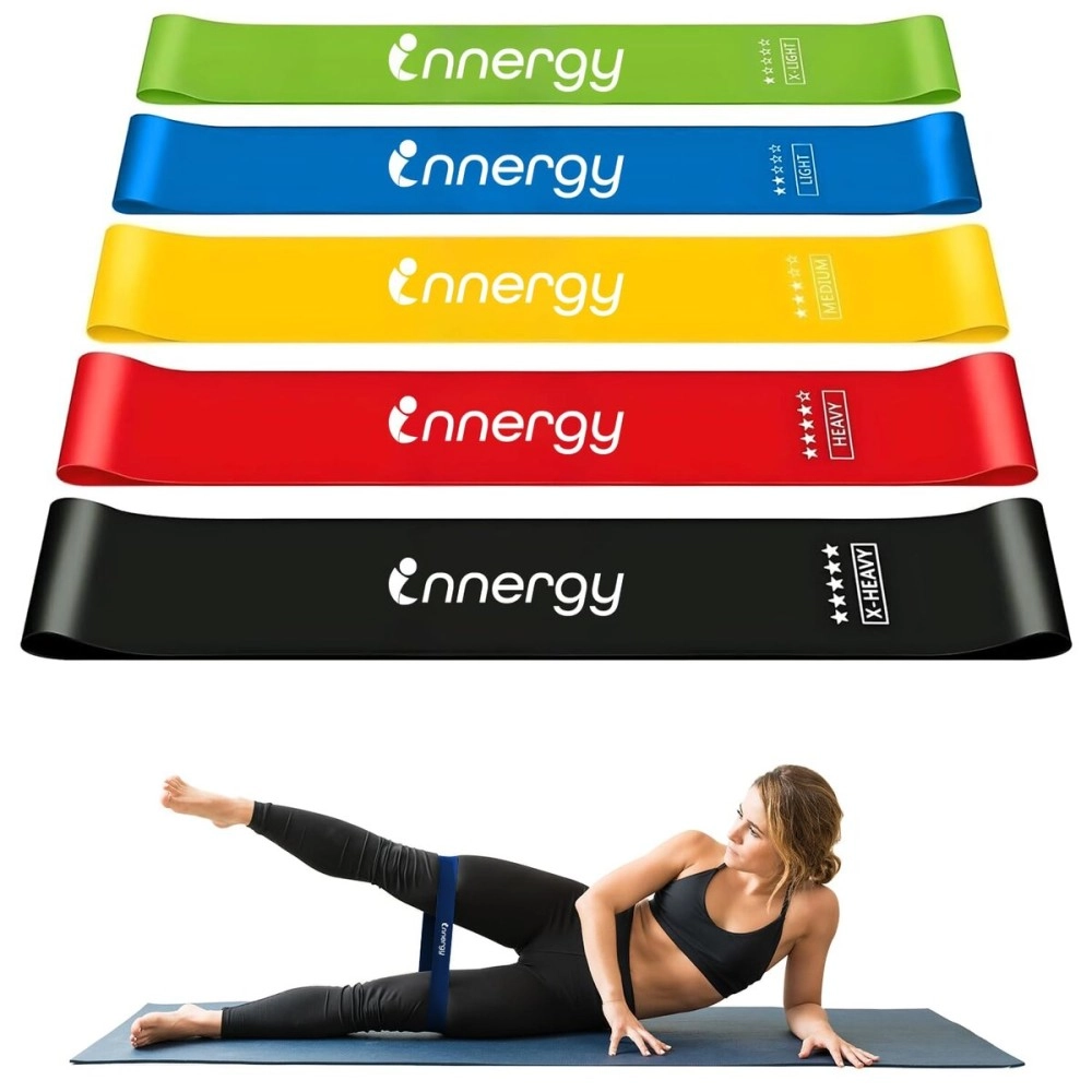 Innergy Resistance Loop Bands Set for Home Gym and Fitness, 5 Levels of Latex Loop Bands for Full Body Workouts, Anti-Slip & Tear Resistant, Ideal for Yoga, Training, and Toning