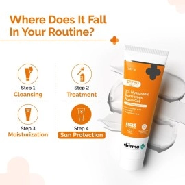 The Derma Co. 1% Hyaluronic Sunscreen SPF 50 Aqua Gel, PA++++, Lightweight, No white-cast for Broad Spectrum & Blue Light Protection for Oily, Dry, Acne-prone Skin - 125 g