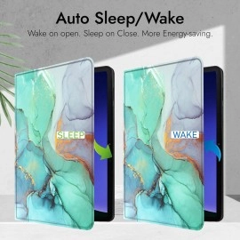 Robustrion Cover Case for Samsung Galaxy Tab S9 FE Plus 12.4 inch/Tab S9 Plus inch, Folio Cover Case with [Pencil Holder] [Auto Sleep Wake] for Samsung Tab S9+ / S9 FE+ Tablet - Marble Green