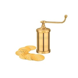 Whizzo Pure Brass Sev Sancha Machine with Free 6 Different Jali for Making Different Types of Sevaiya, Sev, Gathiya Murukku, Chakli, Bhujia Etc [450gm, Elegant]
