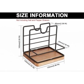 WOOD ART STORE Metal Napkin Holder with Salt and Pepper Shakers Caddy Modern Napkin Dispenser for Home, Office, Resturant, (Caddy with Napkin Holder)