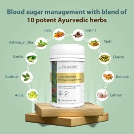 Ekamrit Sugha Choornam - Ayurvedic Diabetes Care Powder (200g), Control Blood Sugar Naturally with Amla, Gudmar, Karela, Ashwagandha, Methi, Arjuna & More Ayurvedic Herbs, 100% Support for Diabetes