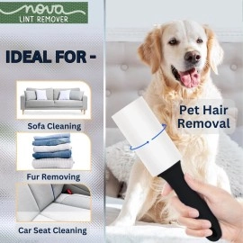 NOVA LINT REMOVER Lint Roller For Clothes Pet Hair Fur Remover From Clothes Lint Remover For Clothes Lint Remover Roller With Cover 3 Refill (10 Cm) X 60 Sheets = 180 Sheets