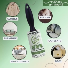 NOVA LINT REMOVER Lint Roller For Clothes Pet Hair Fur Remover From Clothes Lint Remover For Clothes Lint Remover Roller With Cover 3 Refill (10 Cm) X 60 Sheets = 180 Sheets