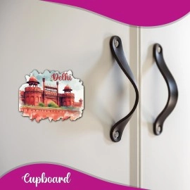 Bhai Please Delhi Red Fort City Wooden Fridge Magnet (Pack of 1) | Place, City, State, Souvenir, Destinations, Travel, Adventure Fridge Decorations | Gift for Friends, Colleagues, Foreign Delegates |
