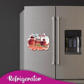 Bhai Please Delhi Red Fort City Wooden Fridge Magnet (Pack of 1) | Place, City, State, Souvenir, Destinations, Travel, Adventure Fridge Decorations | Gift for Friends, Colleagues, Foreign Delegates |