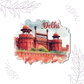 Bhai Please Delhi Red Fort City Wooden Fridge Magnet (Pack of 1) | Place, City, State, Souvenir, Destinations, Travel, Adventure Fridge Decorations | Gift for Friends, Colleagues, Foreign Delegates |