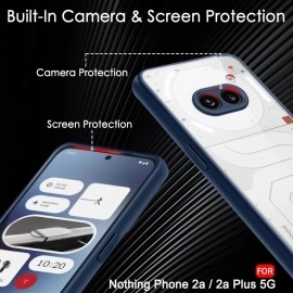 TheGiftKart Ultra-Hybrid Shockproof Back Cover Case for Nothing Phone 2a / 2a Plus 5G | Camera Protection Bump | Hard Back Cover for Nothing Phone 2A (PC & TPU, Crystal Clear Back, Blue Sides)