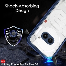 TheGiftKart Ultra-Hybrid Shockproof Back Cover Case for Nothing Phone 2a / 2a Plus 5G | Camera Protection Bump | Hard Back Cover for Nothing Phone 2A (PC & TPU, Crystal Clear Back, Blue Sides)