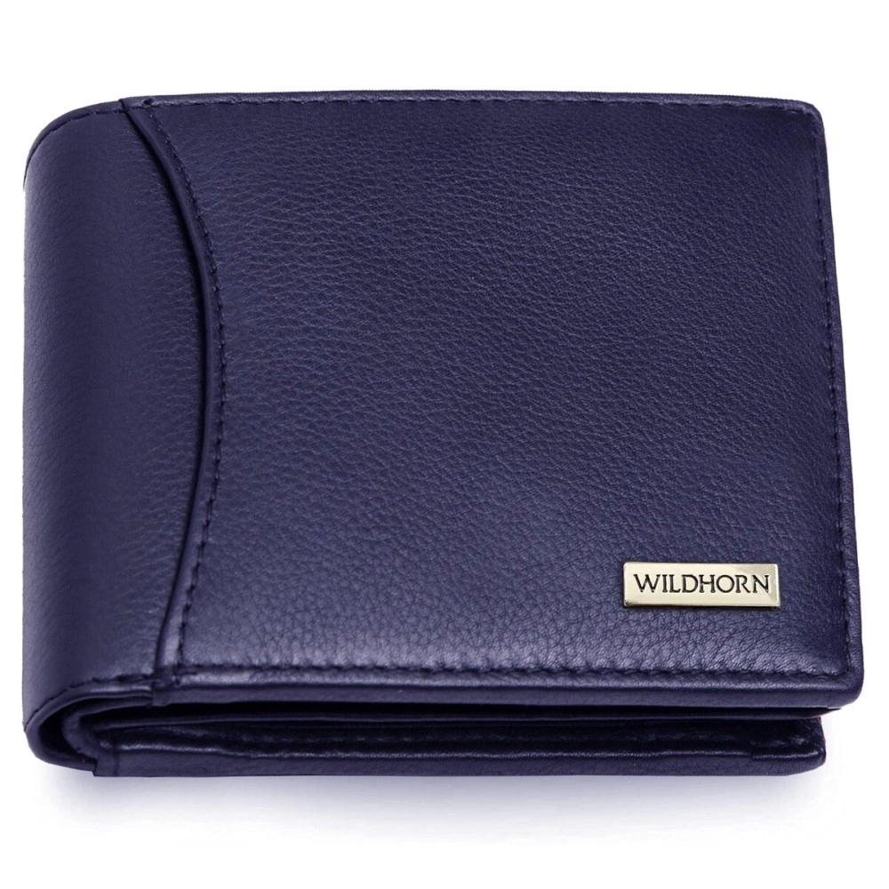 WildHorn Rfid Protected Leather Wallet For Men, Cobalt Blue