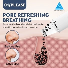 Prismpicks Facial Skin Scrubber for Wet Skin | Blackhead Remover with 4 Modes | Ultrasonic Pore Cleaning | Portable & Rechargeable | 2 Silicone Covers with one Microfibre Face Towel