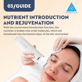 Prismpicks Facial Skin Scrubber for Wet Skin | Blackhead Remover with 4 Modes | Ultrasonic Pore Cleaning | Portable & Rechargeable | 2 Silicone Covers with one Microfibre Face Towel