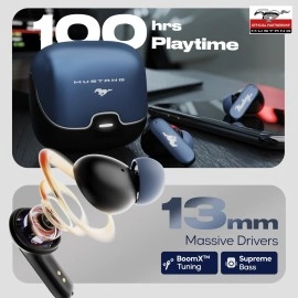 Boult x Mustang Derby Newly Launched Truly Wireless in Ear Earbuds with 100H Playtime, Built-in App Support, Dual Device Pairing, Quad Mic ENC, 45ms Low Latency, IPX5 Ear Buds TWS Bluetooth 5.4