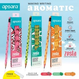 Apsara Zesta Scented 6 Pencils Pack(Topical Orange, Candy, PepperMint) (6 Boxes)
