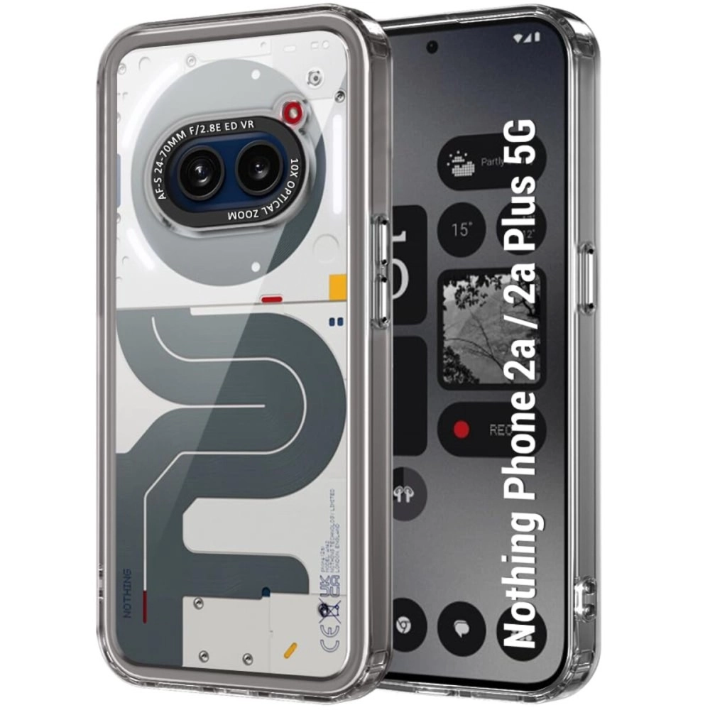 TheGiftKart Hybrid ShockProof Nothing Phone 2a / Plus 5G Back Cover Case | Stylish Camera Border | Plated Buttons | Crystal Clear Hard Back Cover (TPU & PC, Smoked Bumper)