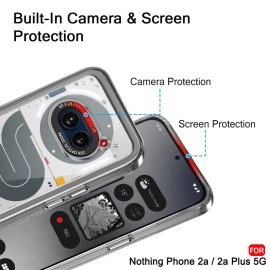 TheGiftKart Hybrid ShockProof Nothing Phone 2a / Plus 5G Back Cover Case | Stylish Camera Border | Plated Buttons | Crystal Clear Hard Back Cover (TPU & PC, Smoked Bumper)