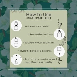 AIR ROMA Jasmine Bloom Car Perfume Hanging Pod 10ml | Natural Essential Premium Fragrance Oils in Glass Bottle with Wooden Diffuser Lid | Long Lasting Car Air Freshener Scent | Lasts Up to 45 Days